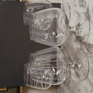 Set of 4 ARC France Etched Glass Snifters
